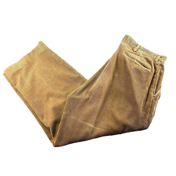 VTG Polo Ralph Lauren Corduroy Pants 35x30 Relaxed Fit Casual Trousers Beige - Picture 1 of 16